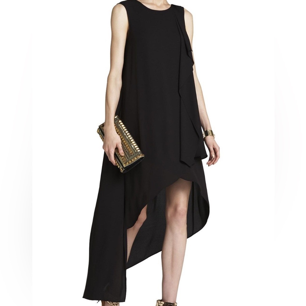BCBGMAXAZRIA BLACK HAILEY DRAPED DRESS USED- LIVE SHOW!